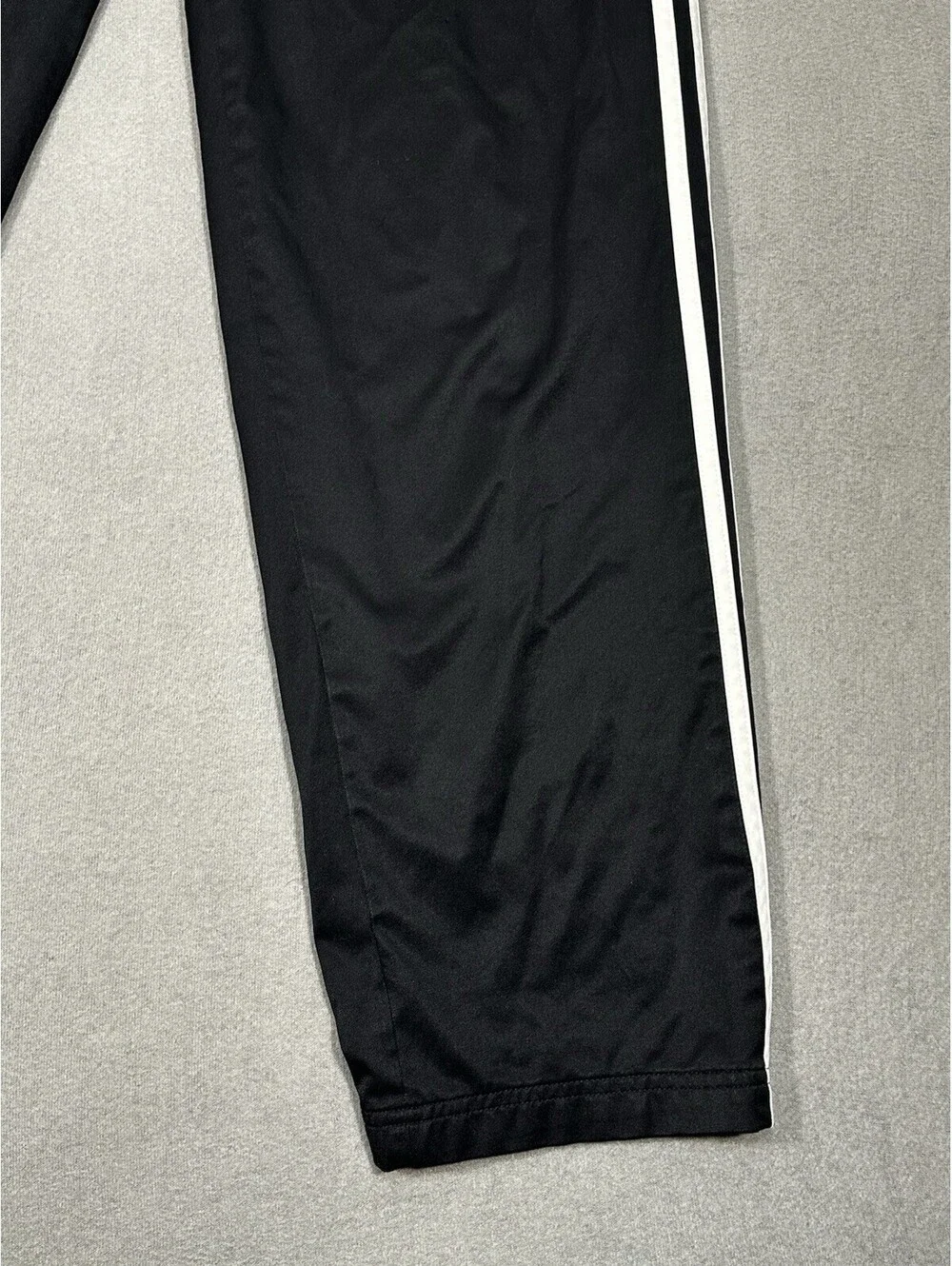 Adidas Black Track Pants 3-Stripe Athletic Joggers Zip Ankle Mens M